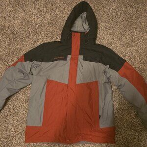Columbia Bugaboo Jacket Mens Medium Interchange Omni-Tech Gray Red Outdoor Ski
